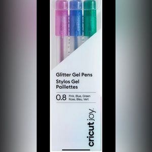 Cricut, glitter gel pens, color is pink blue green